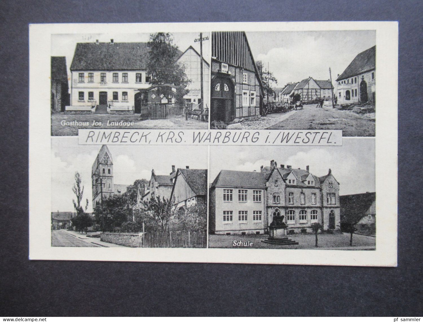 Mehrbild AK BRD 1954 Rimbeck Kreis Warburg In Westf. Mit Gasthaus Jos. Laudage, Schule Stempel Scherfede - Warburg