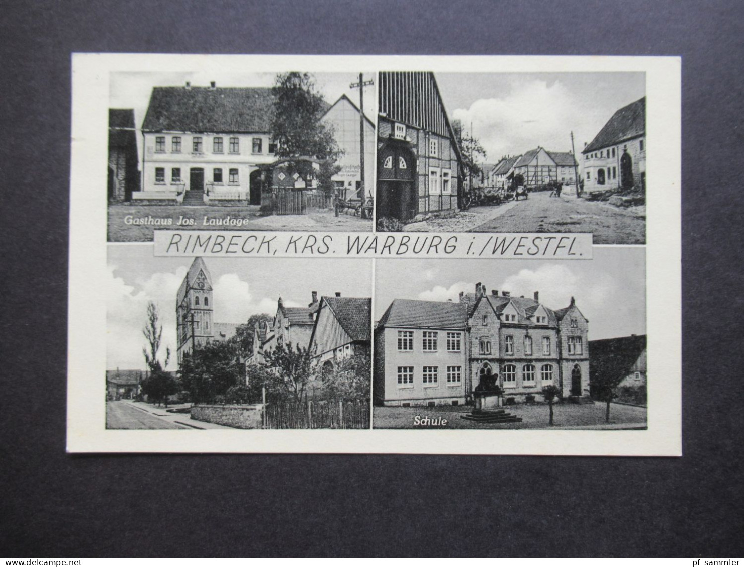 Mehrbild AK BRD 1954 Rimbeck Kreis Warburg In Westf. Mit Gasthaus Jos. Laudage, Schule Stempel Scherfede - Warburg