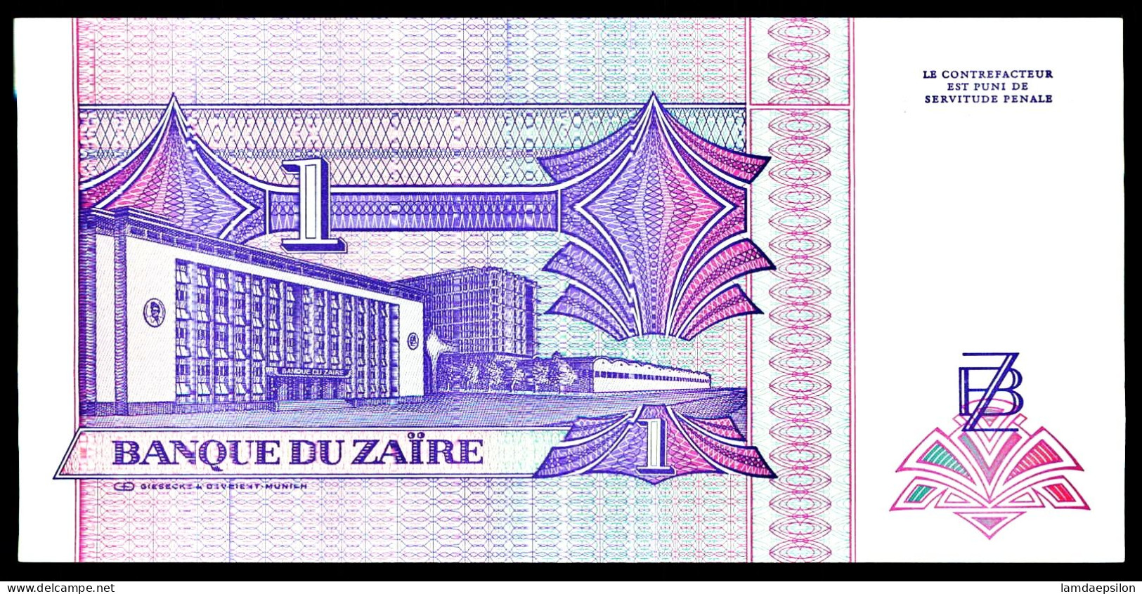 A9  ZAIRE    BILLETS DU MONDE    BANKNOTES  1 ZAIRE 1993 - Zaïre