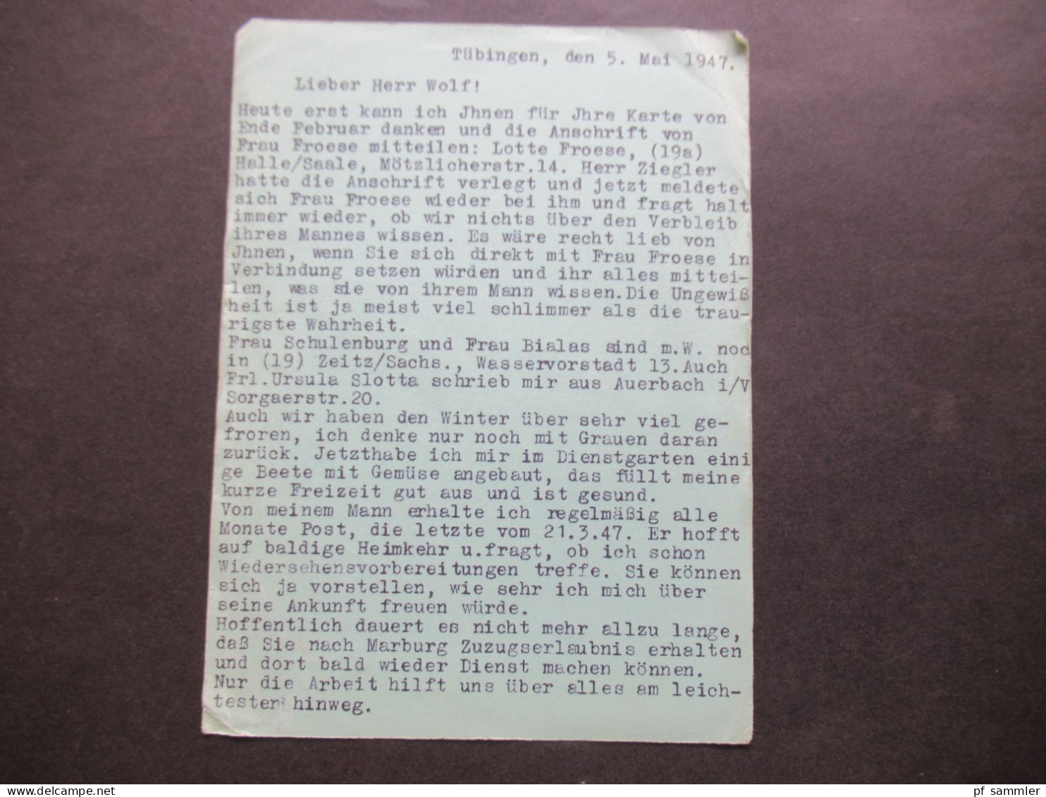 5.5.1947 Alliierte Besetzung Große PK Mit Rotem Stempel Tübingen Bezahlt Nach Schwerte Ruhr - Altri & Non Classificati