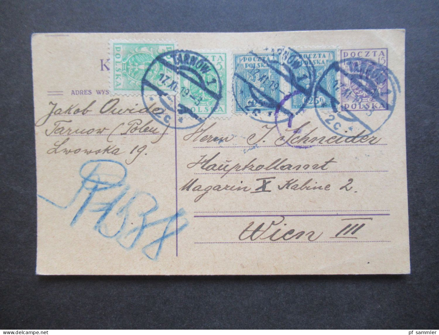 Österreich / Kleinpolen Ehem. Österr. Verwaltungsgebiet 1919 Stempel Tarnow 1 Und Zensurstempel ?! Nach Wien Gesendet! - Lettres & Documents