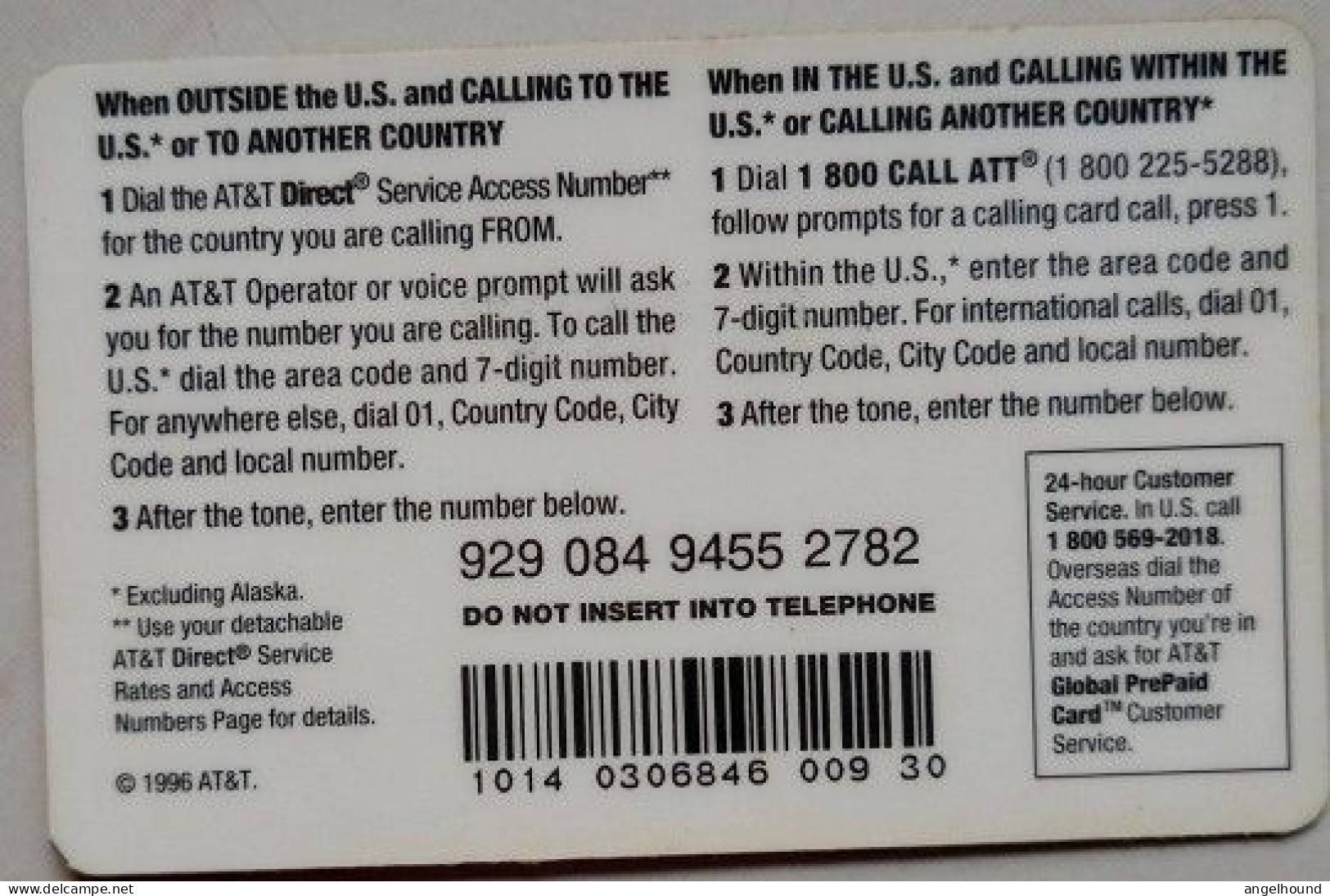 USA AT&T  $20 Global Prepaid Card - American Soldier " - AT&T