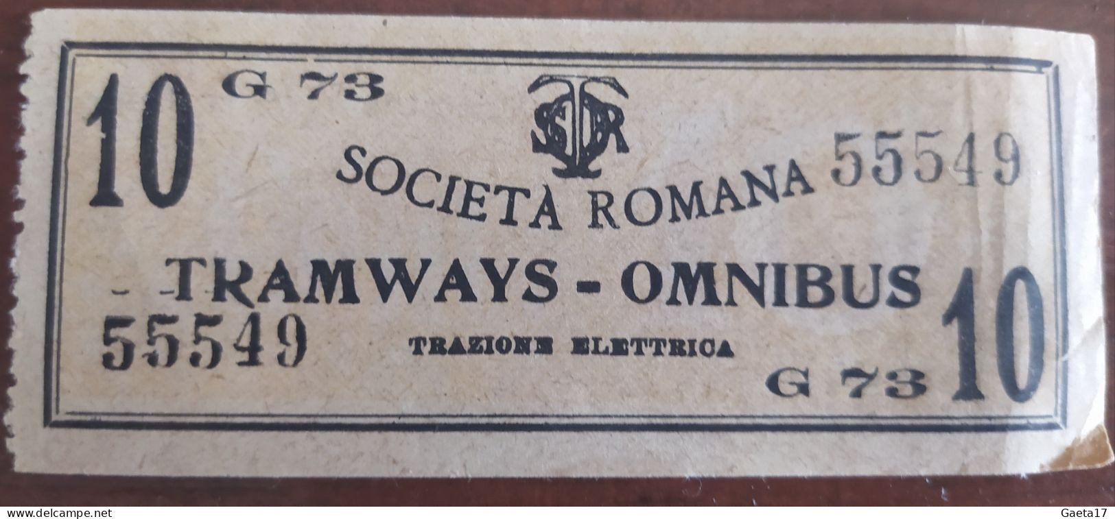 Biglietto Società Romana Tramways -Omnibus - Europe