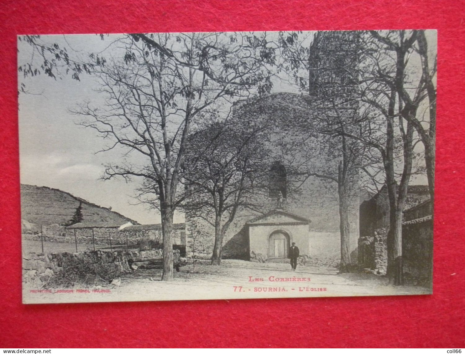 66 Sournia Cpa L'église Série Les Corbières éditeur Labouche N°77 Dos Scanné - Sournia