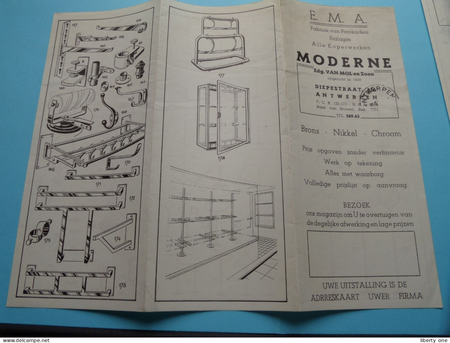 " E.M.A. " Fabriek Van Fotokaders MODERNE Edg. VAN MOL Diepestraat ANTWERPEN ( Depliant ) > ( Zie/Voir Scan ) ! - Werbung