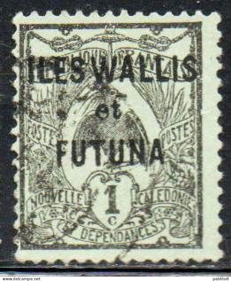 WALLIS AND FUTUNA ISLANDS 1920 1928 KAGU BIRD NEW CALEDONIA OVERPRINTED 1c USED USATO OBLITERE' - Usati