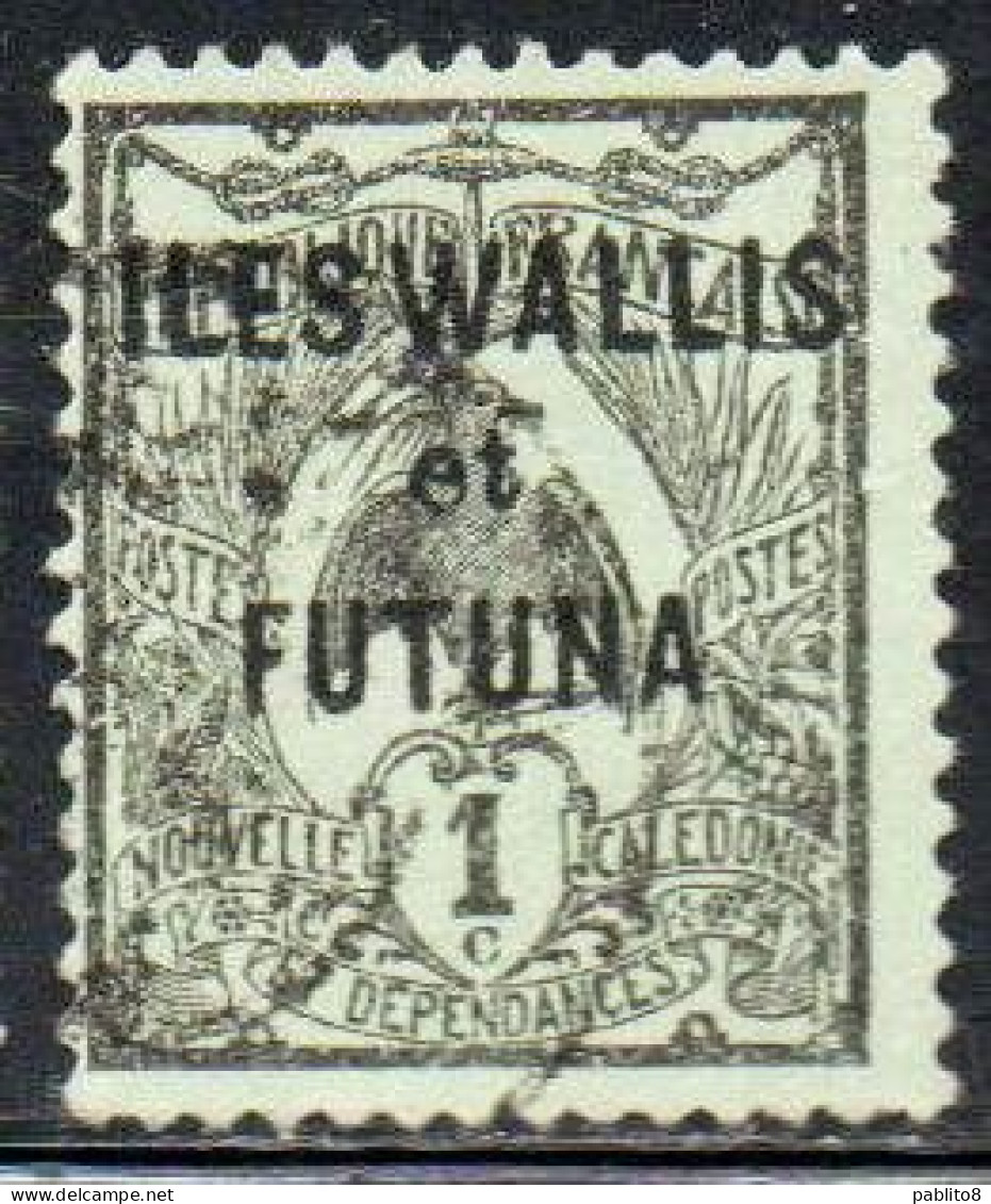 WALLIS AND FUTUNA ISLANDS 1920 1928 KAGU BIRD NEW CALEDONIA OVERPRINTED 1c USED USATO OBLITERE' - Used Stamps