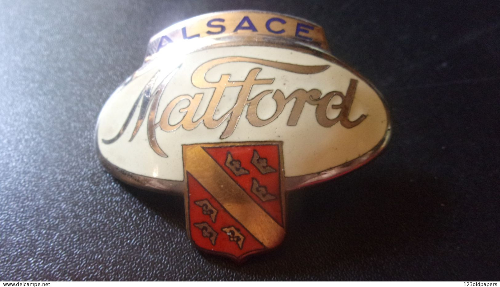 RARE MATFORD ALSACE  CIRCA 1935 PLAQUE EMAILLE AUTOMOBILE PLAQUE CAPOT - Autres & Non Classés