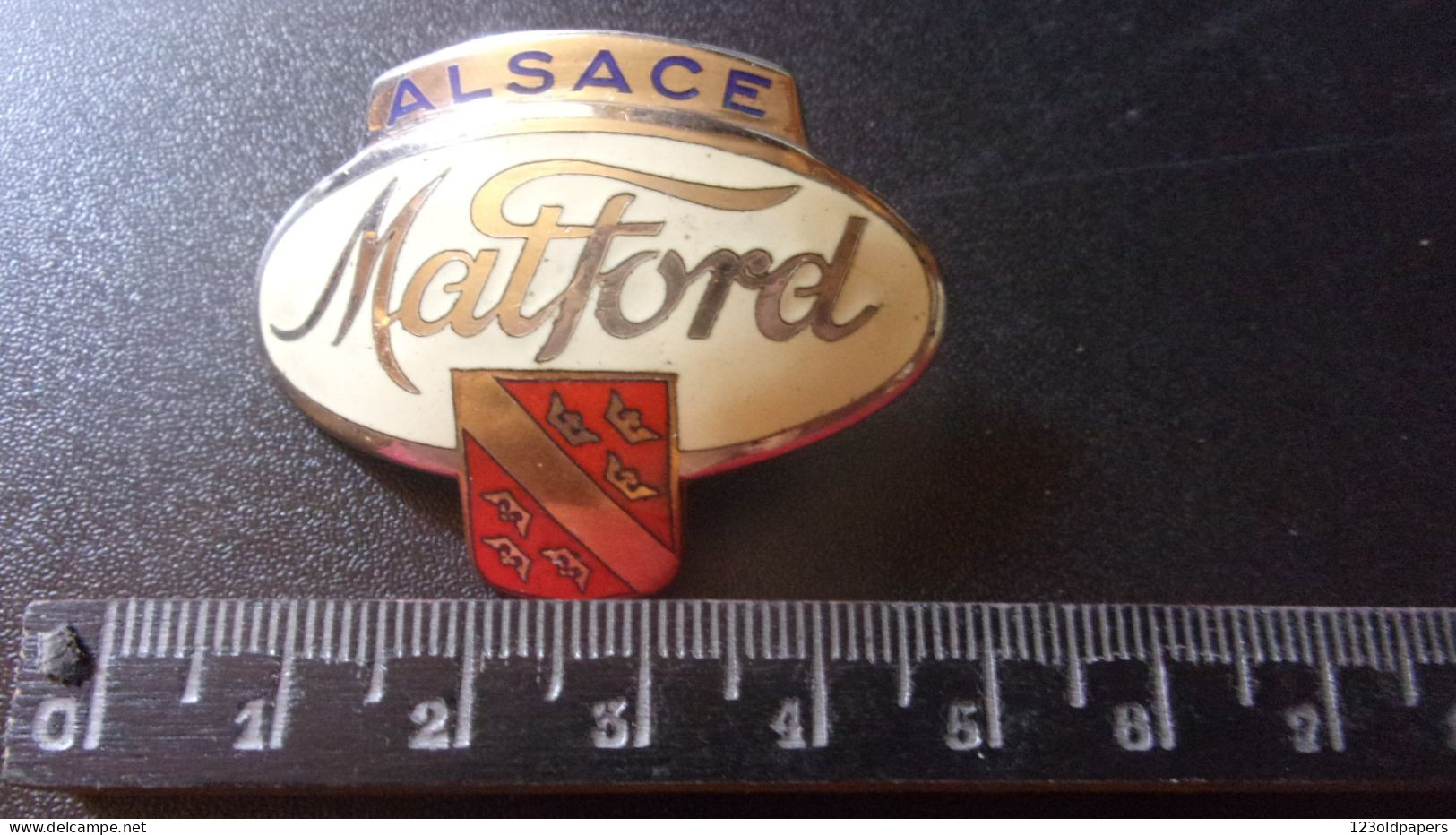 RARE MATFORD ALSACE  CIRCA 1935 PLAQUE EMAILLE AUTOMOBILE PLAQUE CAPOT - Autres & Non Classés