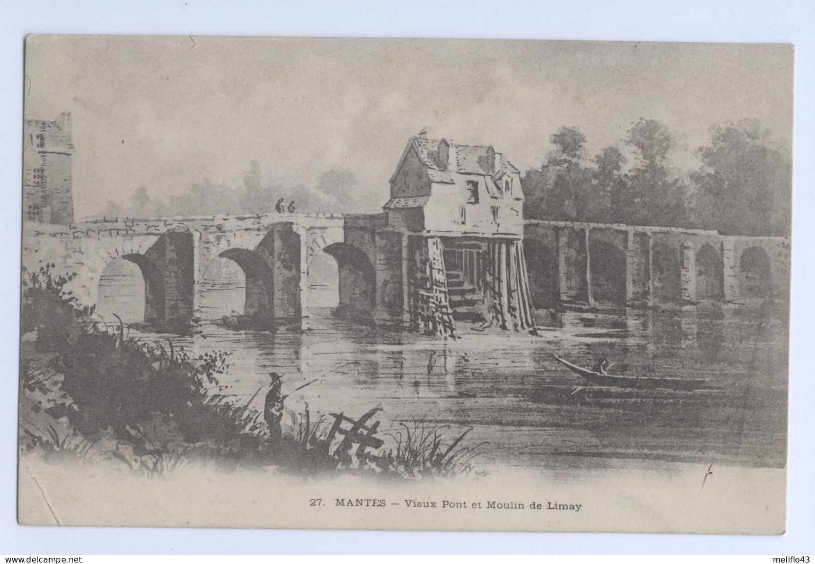 78/ CPA 1900 - Mantes - Vieux Pont Et Moulin De Limay - Mantes La Ville