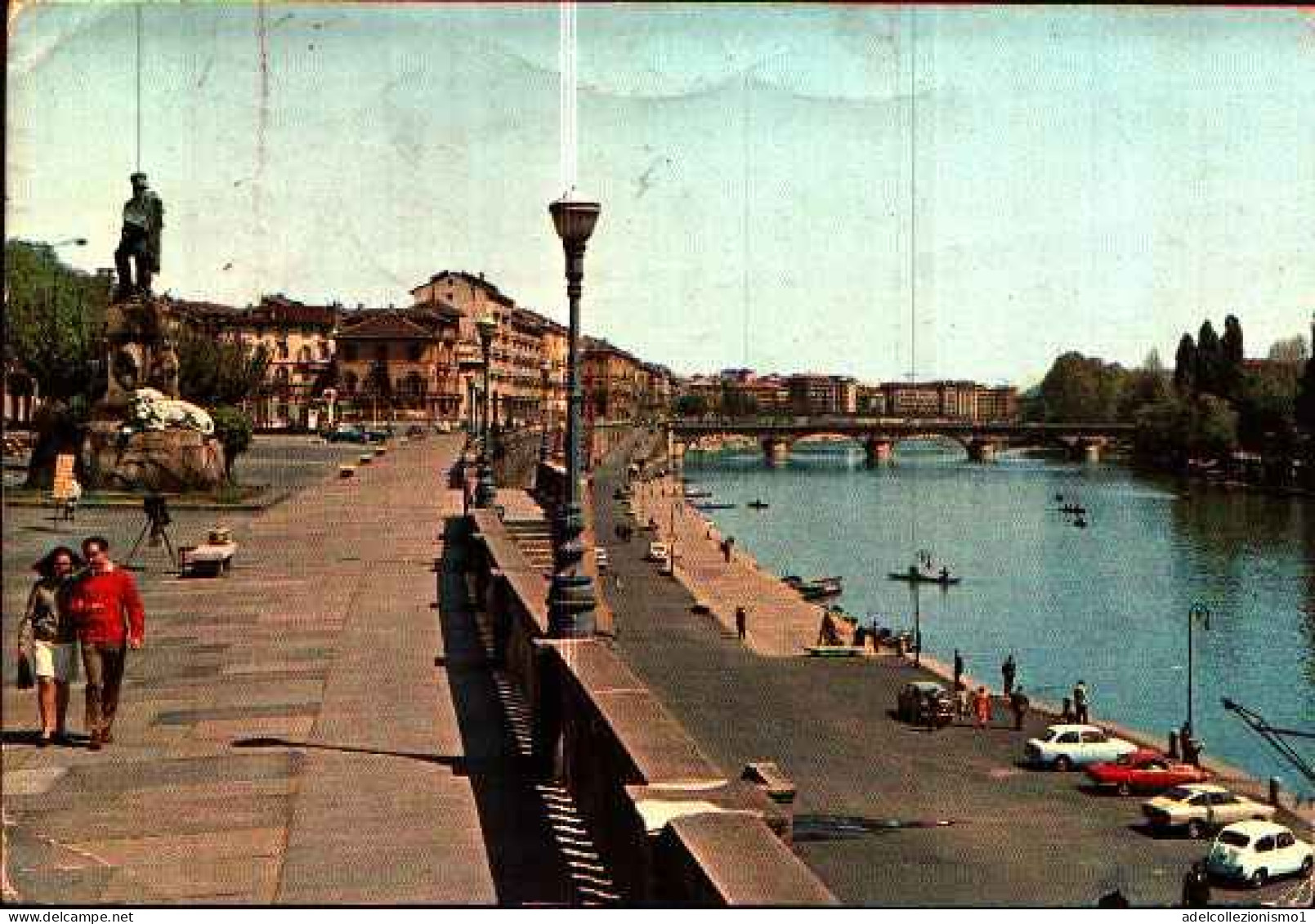 47532) CARTOLINA DI TORINO-MURAZZI SUL PO-MONUMENTO A GARIBALDI-NUOVA - Fiume Po