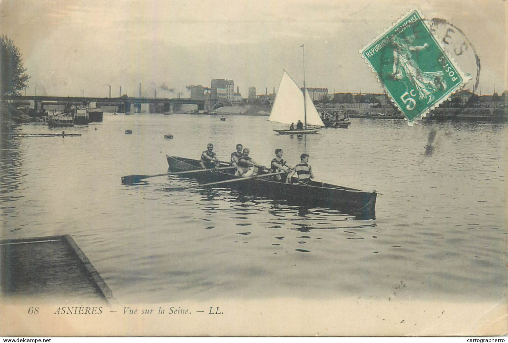 France Asinieres Vue Sur La Seine Types Et Scènes De Bateaux à Rames - Ile-de-France