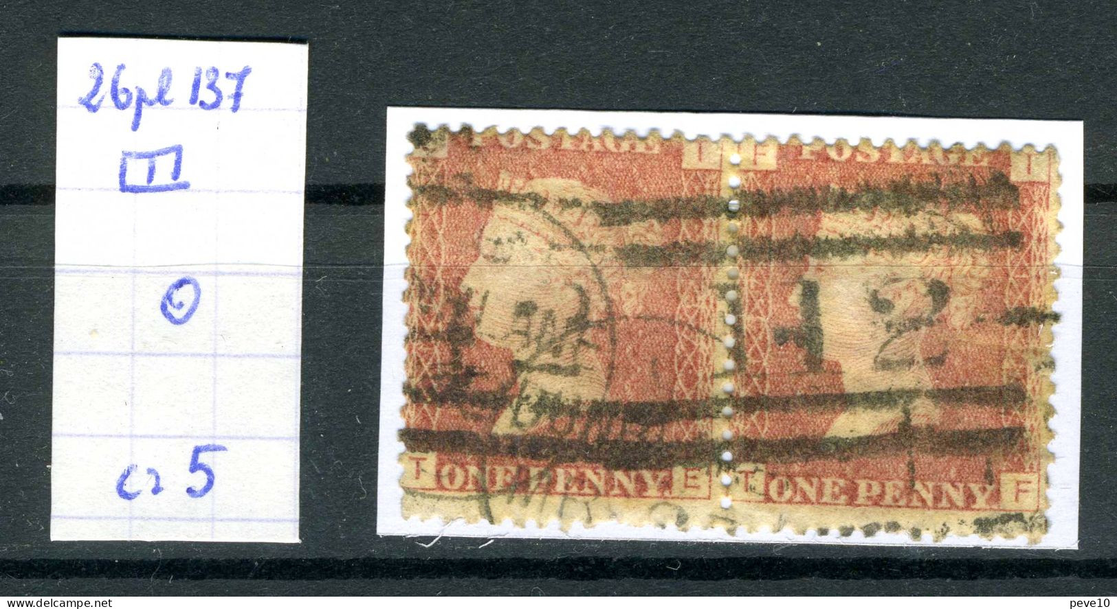 Grande-Bretagne   N°  26  Planche 137  En Paire - Used Stamps