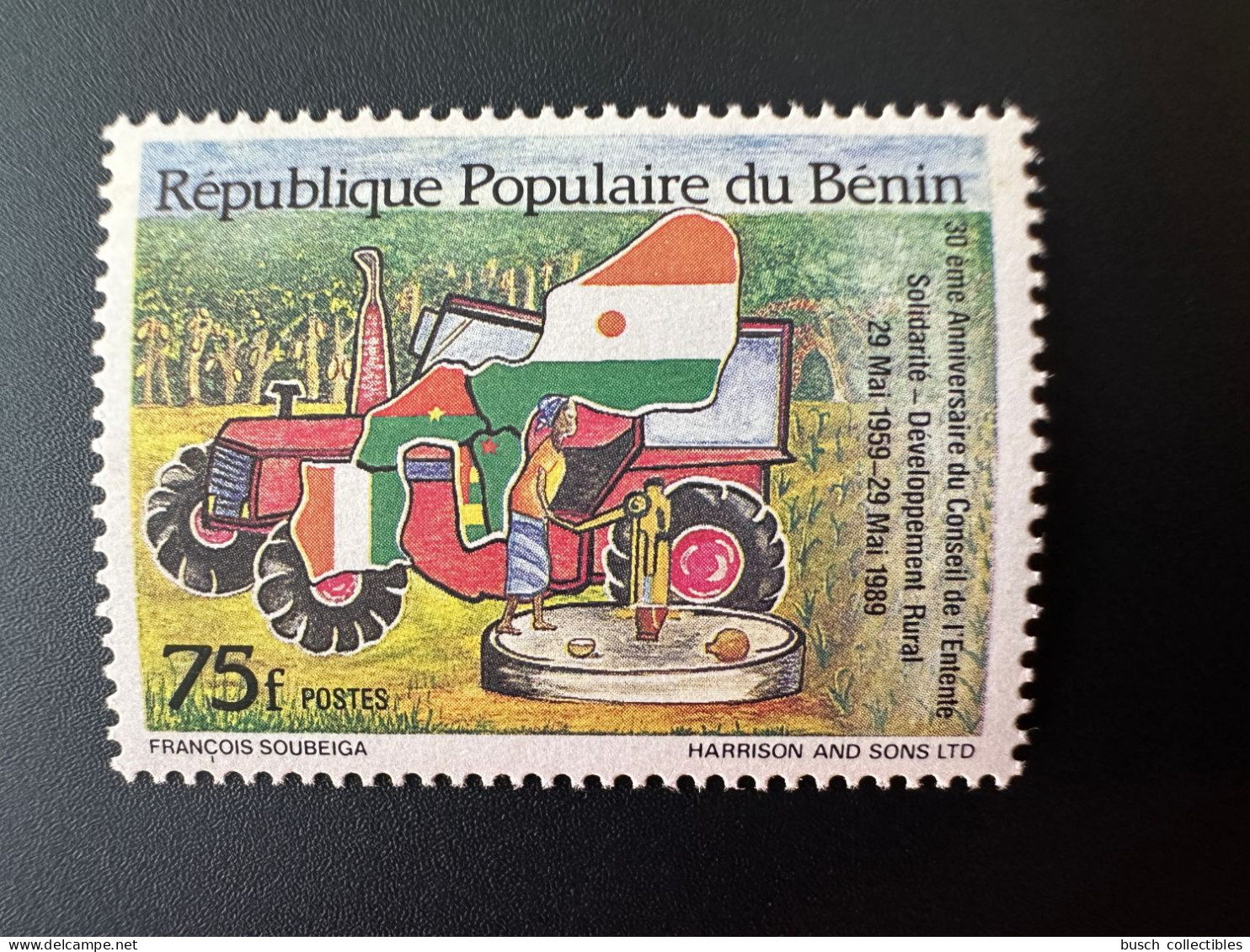 Benin 1989 Mi. A481 30ème Anniversaire Conseil De L'Entente Solidarité Développement Rural Tracteur Tractor Traktor Map - Benin - Dahomey (1960-...)