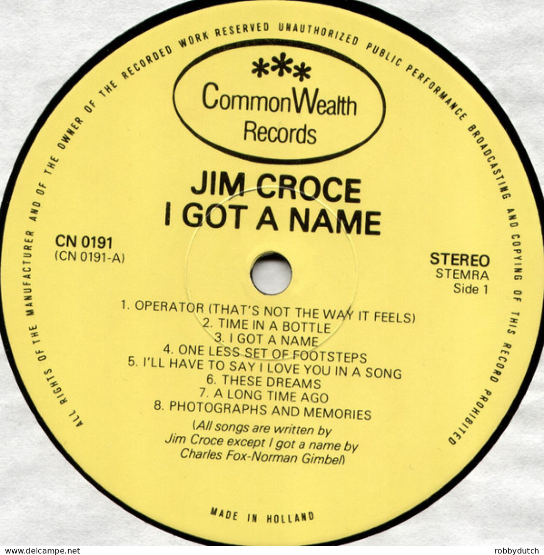 * LP *  JIM CROCE - I GOT A NAME (Holland 1981 EX) - Country Et Folk