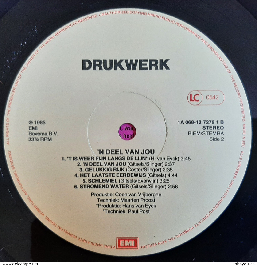 * LP *  DRUKWERK - 'N DEEL VAN JOU (Holland 1985 EX) - Autres - Musique Néerlandaise