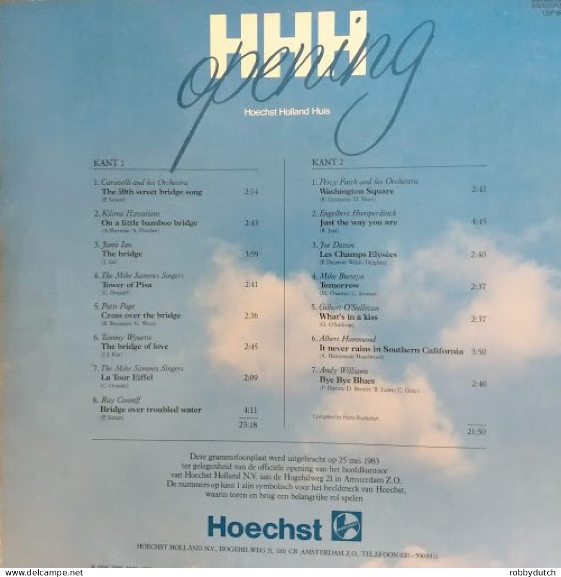 * LP * HHH OPENING (Hoechst Holland Huis) (Holland 1983 EX-) - Compilaties