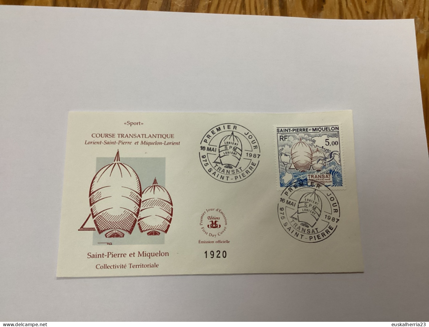 Enveloppe 1er Jour Saint-pierre Et Miquelon Transat 1987 - Usati