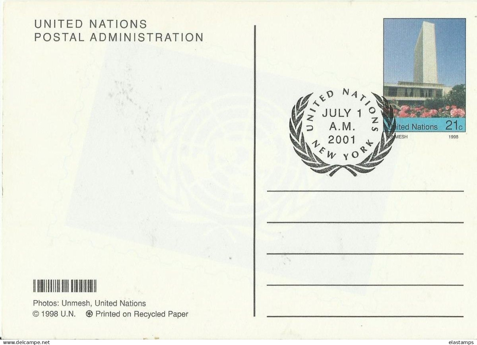 UNO  NY GS  2001 - Lettres & Documents