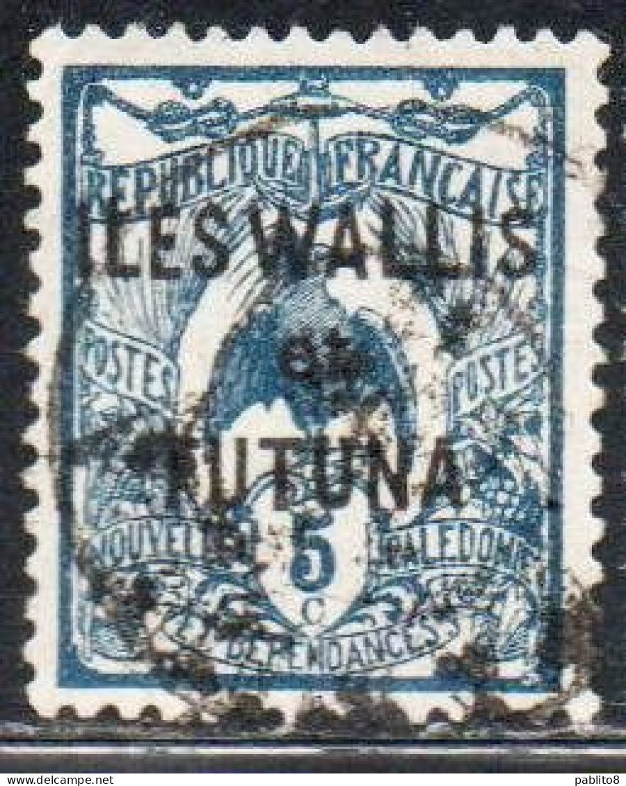 WALLIS AND FUTUNA ISLANDS 1920 1928 1922 KAGU BIRD NEW CALEDONIA OVERPRINTED 5c USED USATO OBLITERE' - Gebruikt