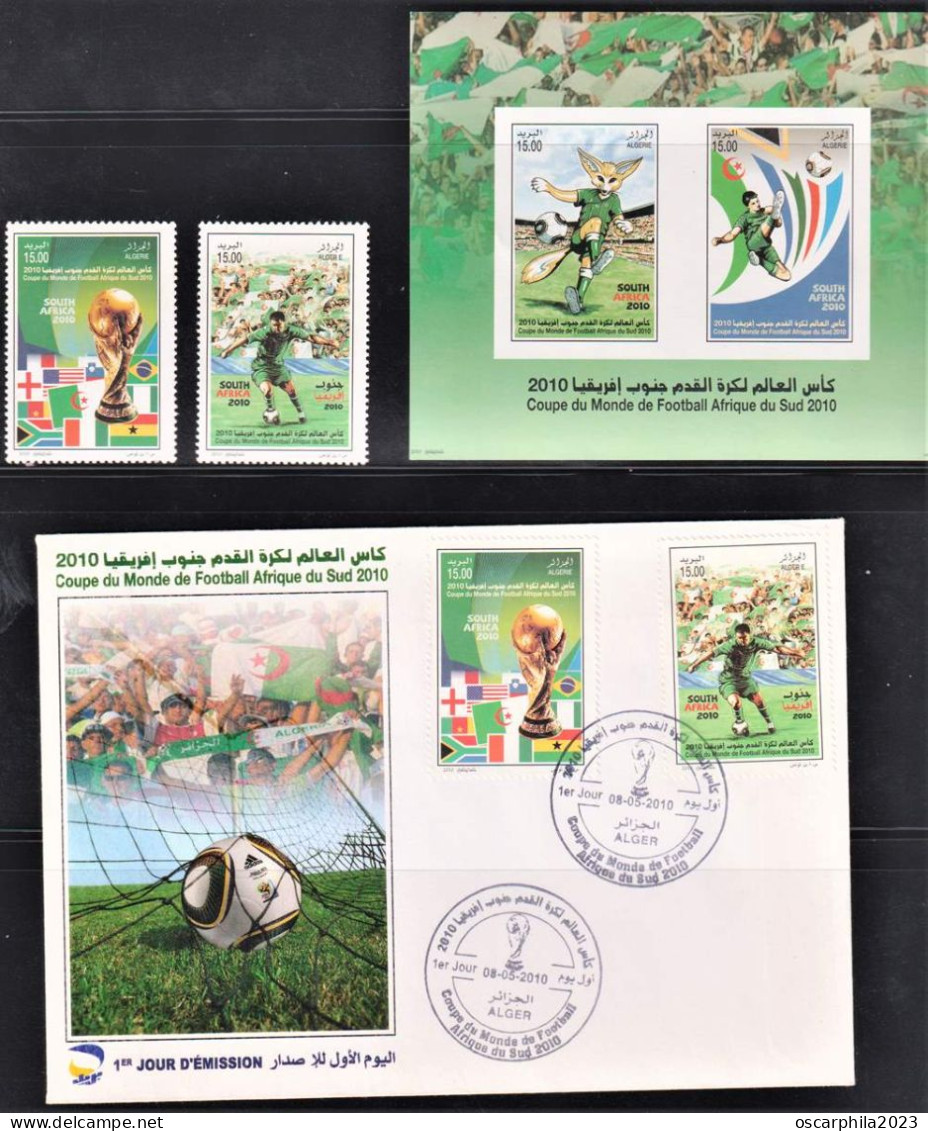 2010- Algérie N°1566 - 1567 / 2V - Neuf**MNH : Coupe Du Monde De Football 2010/ + FDC + BF. N°16 ( NB N° 1567 Sans "i") - 2010 – Sud Africa