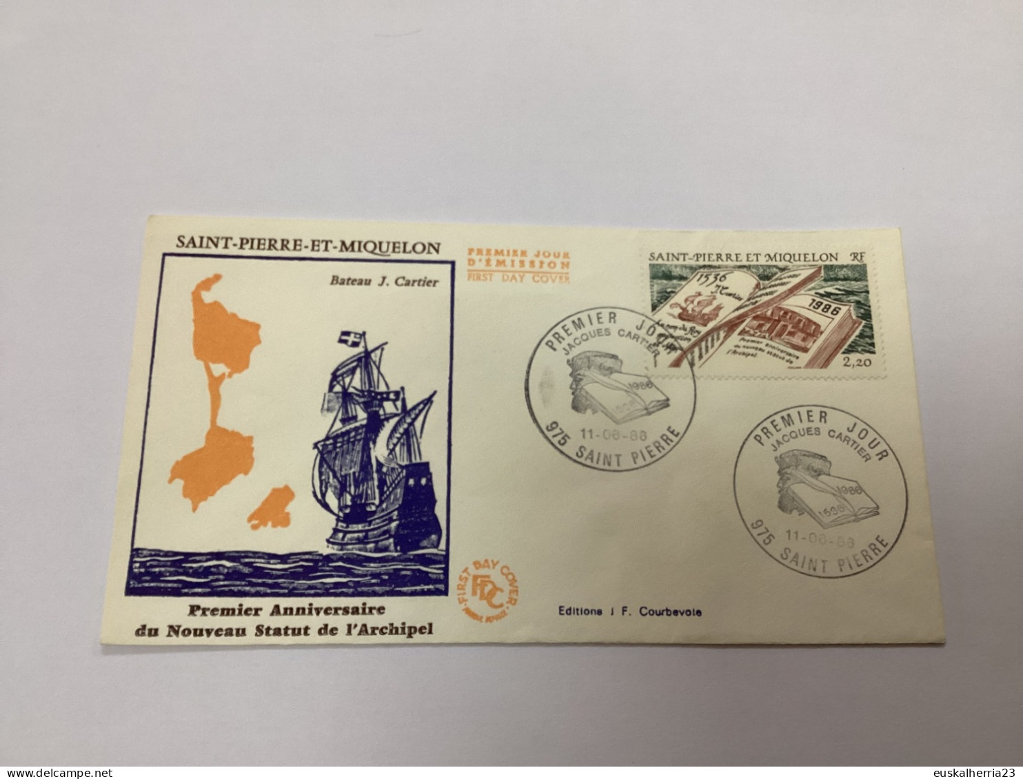 Enveloppe 1er Jour Saint-pierre Et Miquelon Jacques Cartier 1986 - Usados