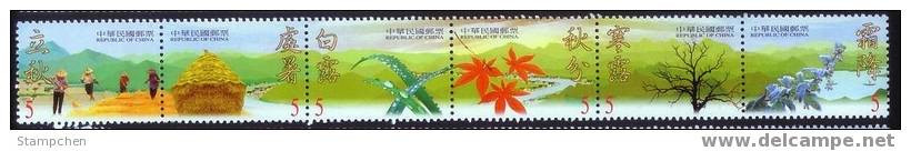 Taiwan 2000 Weather Stamps- Autumn Season Maple Leaf Grain Farmer Crop Dew Mount Frost - Neufs