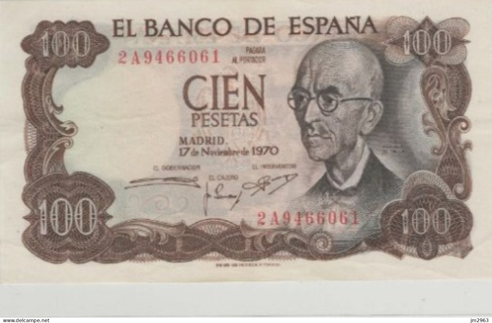 ESPAGNE 100 PESETAS 17.11.1970 VF  2A9466061 - 100 Pesetas