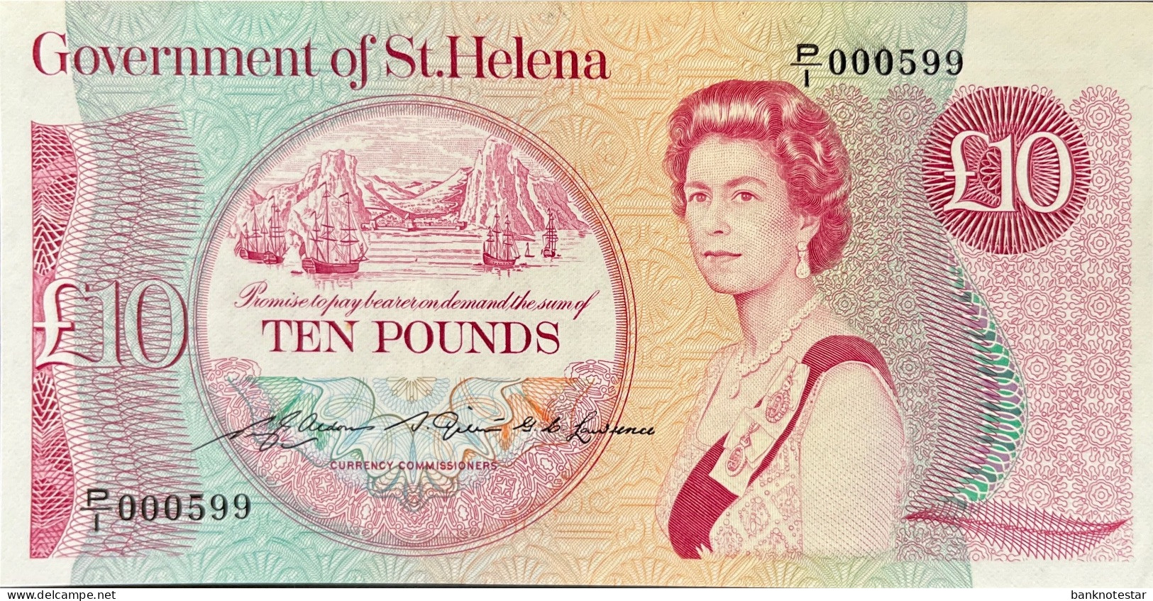 Saint Helena 10 Pounds, P-8a (1976) - UNC - 000599 - RARE - Saint Helena Island