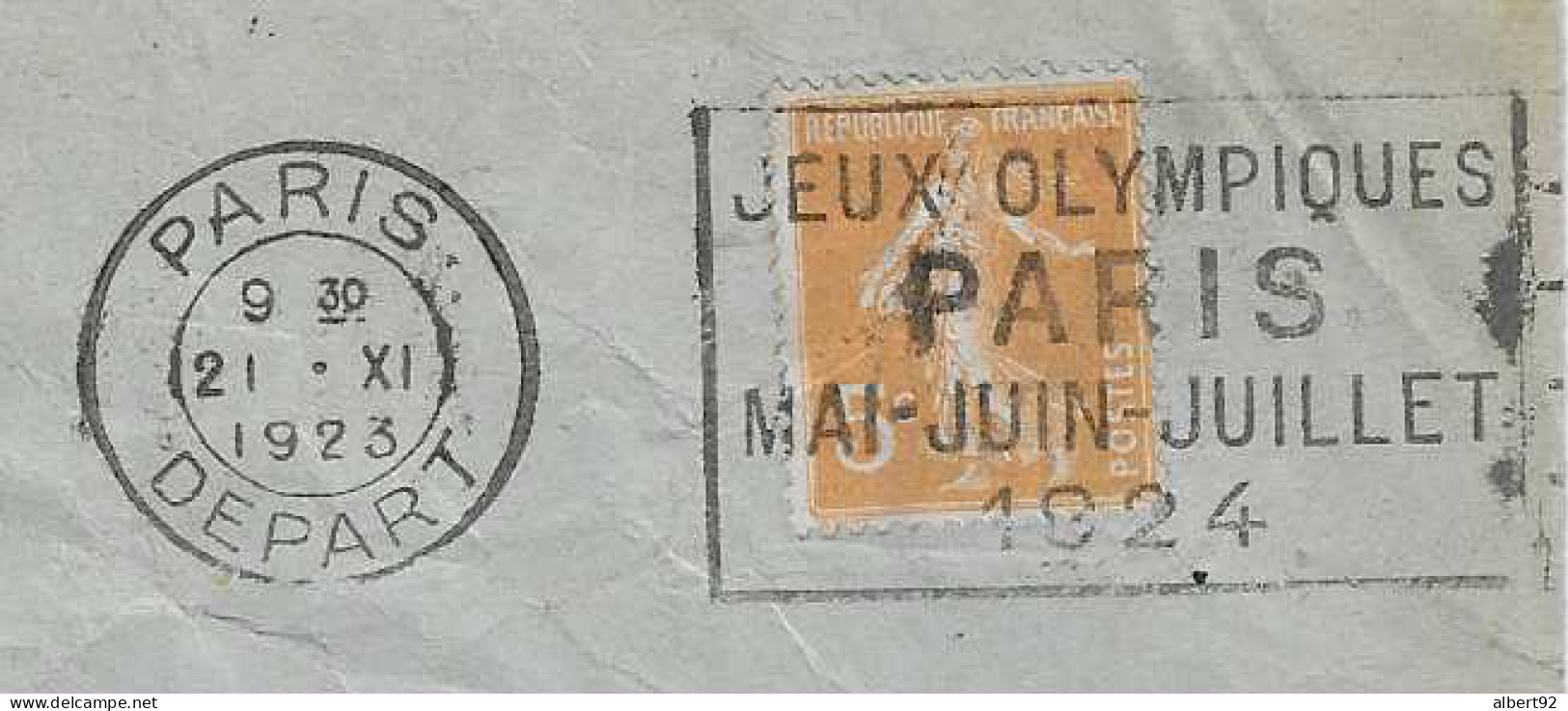 1923 Jeux Olympiques De Paris 1924 : Flamme Postale  Paris-Départ: Datée Du 21 Novembre 1923 - Zomer 1924: Parijs