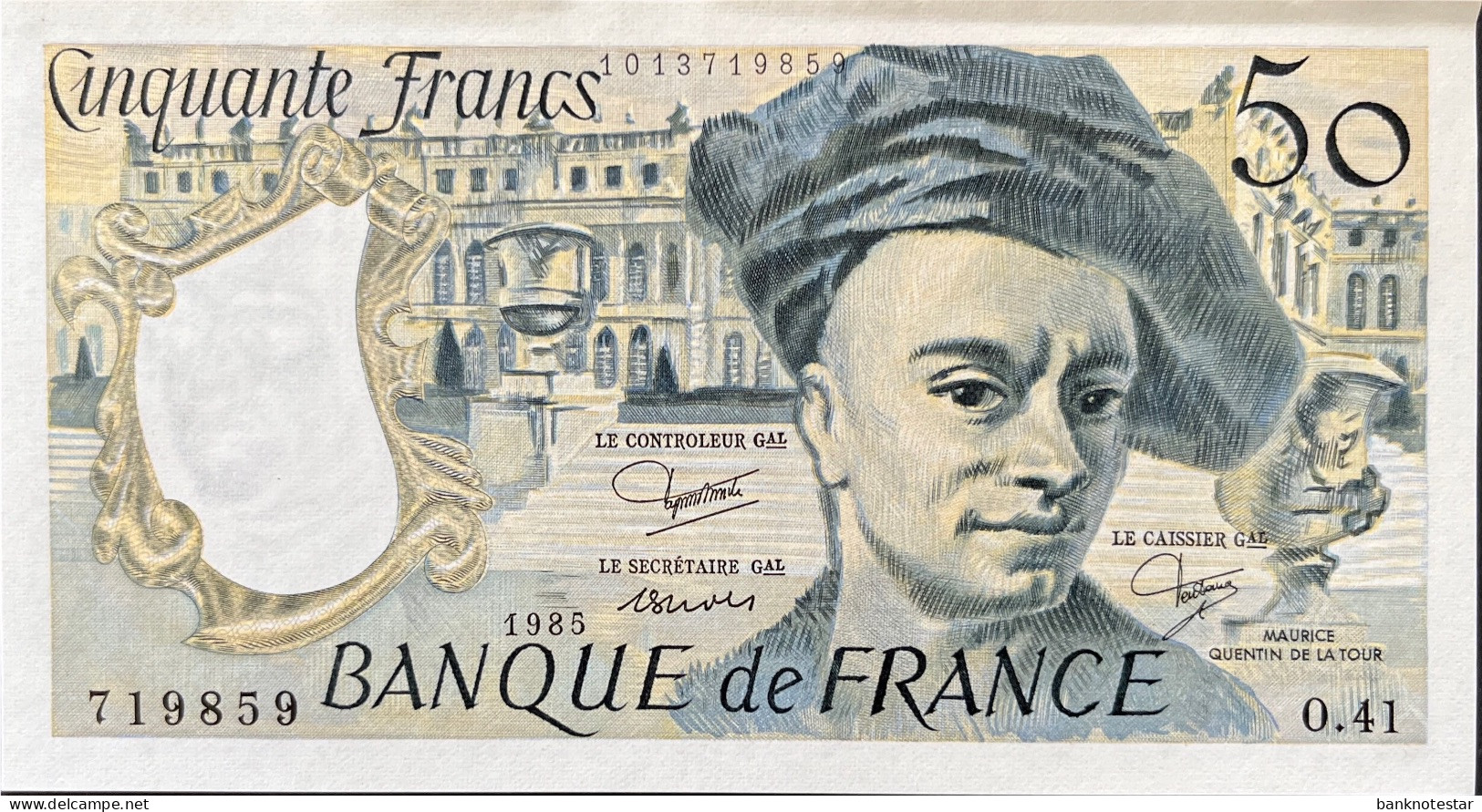 France 50 Francs, P-152b (1985) - About Uncirculated - 50 F 1976-1992 ''Quentin De La Tour''