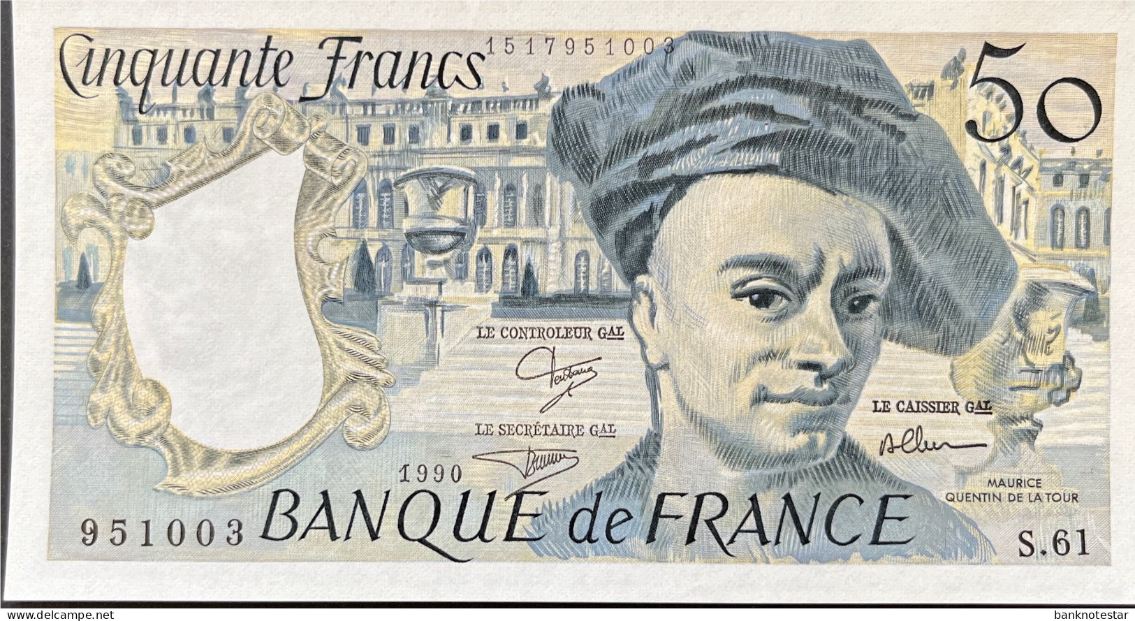 France 50 Francs, P-152e (1990) - UNC - 50 F 1976-1992 ''Quentin De La Tour''