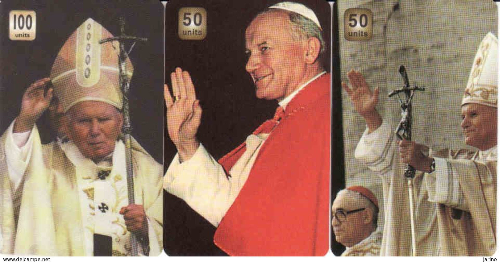 USA 3 Prepaid Cards - Pope Wojtyla, John Paul II, Used - Personnages