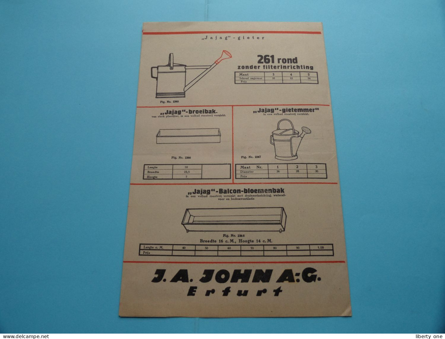 JAJAG - J. A. JOHN A.-G. Erfurt ( Depliant / Folder > Gieters ) > ( Zie/Voir Scan ) ! - Advertising