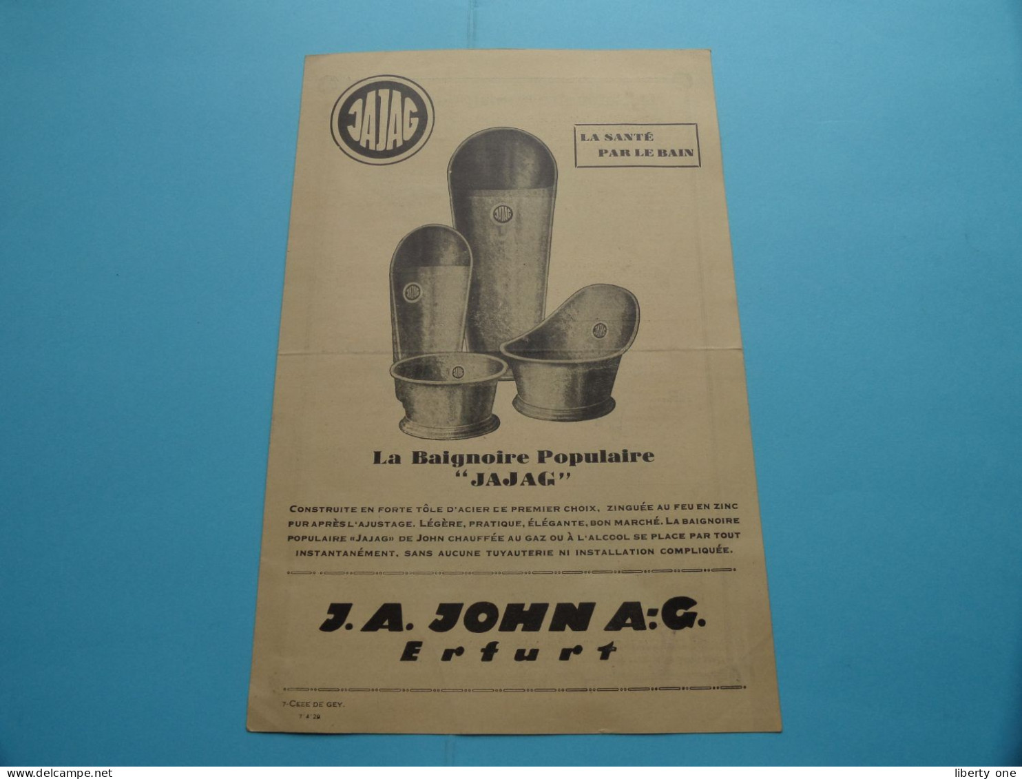 JAJAG ( La Santé Par Le Bain ) J. A. JOHN A.-G. Erfurt ( Depliant / Folder ) 1929 ( Zie/Voir Scan ) ! - Publicidad