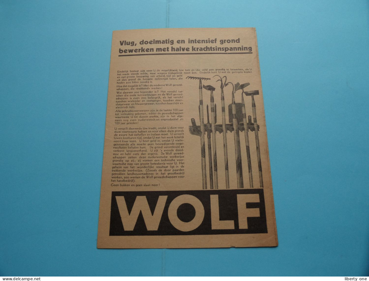 E. NAGELS Zaden Planten En Gereedschappen " WOLF " Wilryck ANTWERPEN ( Depliant / Folder N° 1122 ) >( Zie/Voir Scan ) ! - Pubblicitari