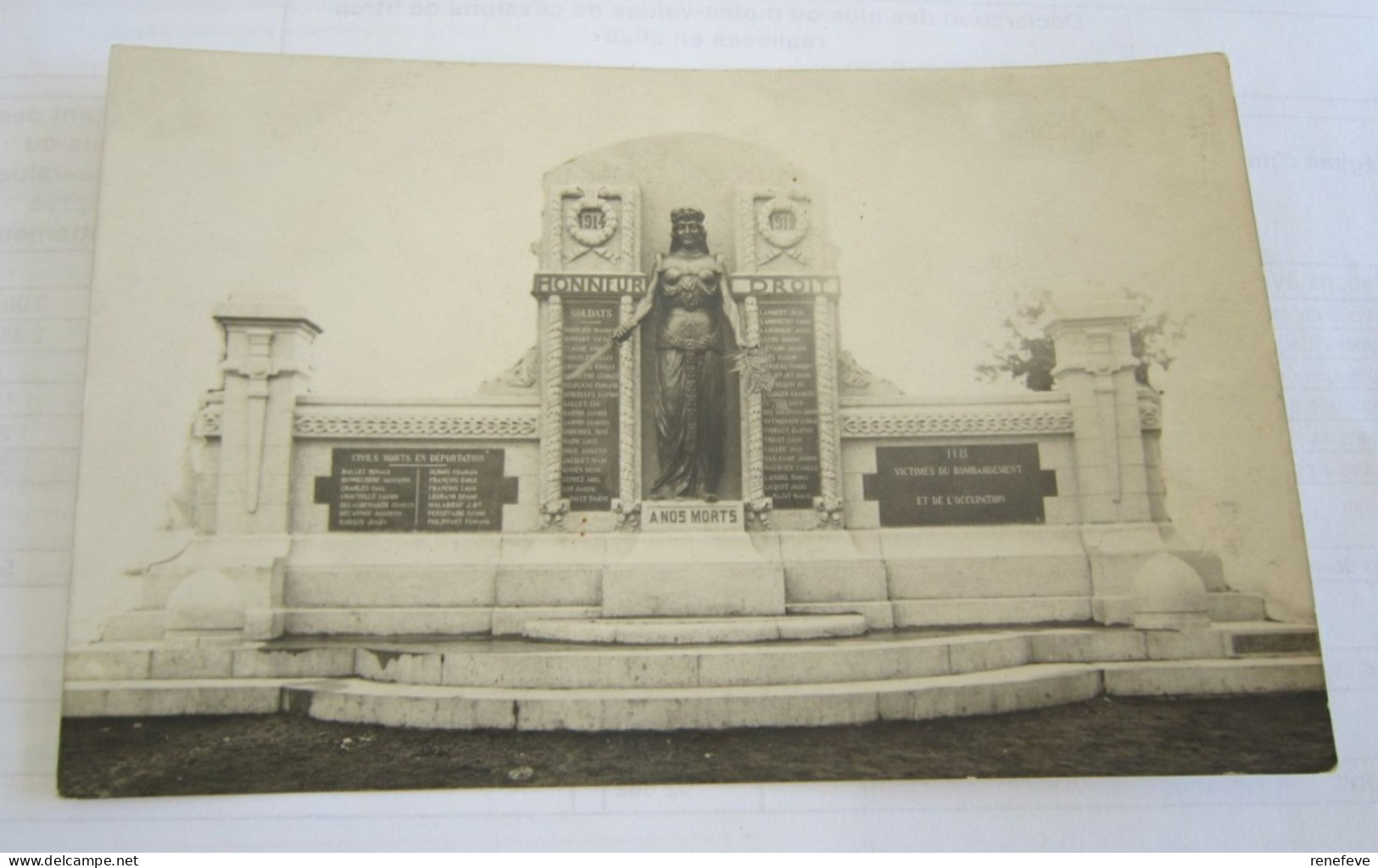 Quiévrain  Carte Photo Monument Aux Morts  Carte Photo____  Ref Vendeur982070939 - Quievrain