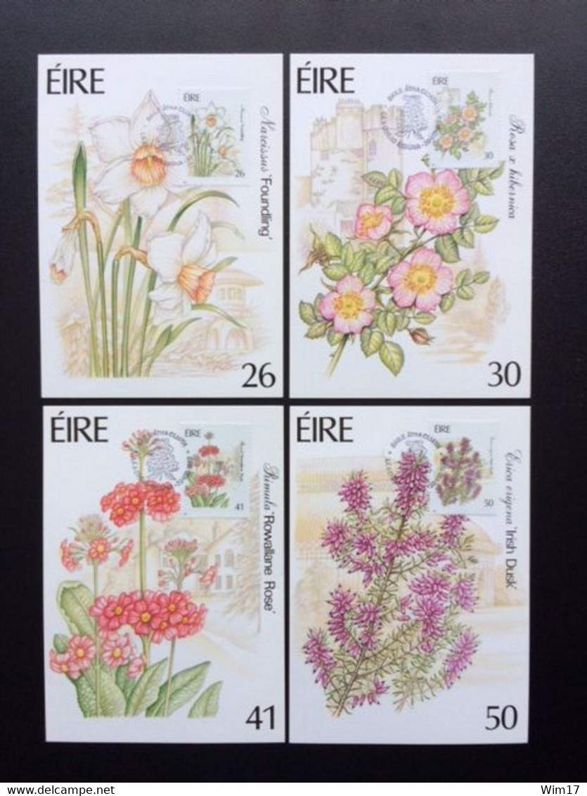 IRELAND 1990 FLOWERS MI 729/32 MAXIMUM CARDS IERLAND BLOEMEN - Cartes-maximum