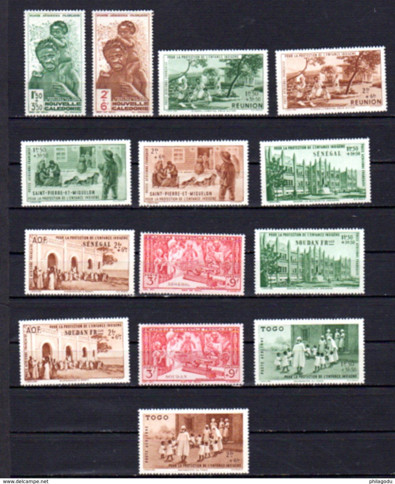 1942   Protection Enfance Indigène Neufs, 21 Pays (pas Indochine, Océanie Et Wallis), Cote 69 &euro;, - 1942 Protection De L'Enfance Indigène & Quinzaine Impériale (PEIQI)