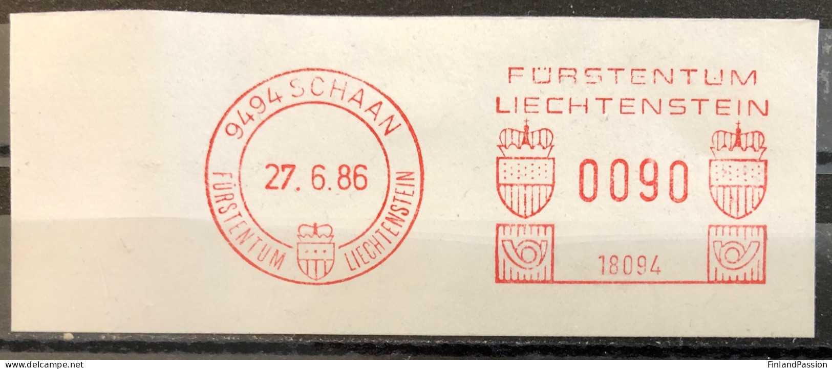 27.06.1986, Schaan 90Rp - Machines à Affranchir (EMA)