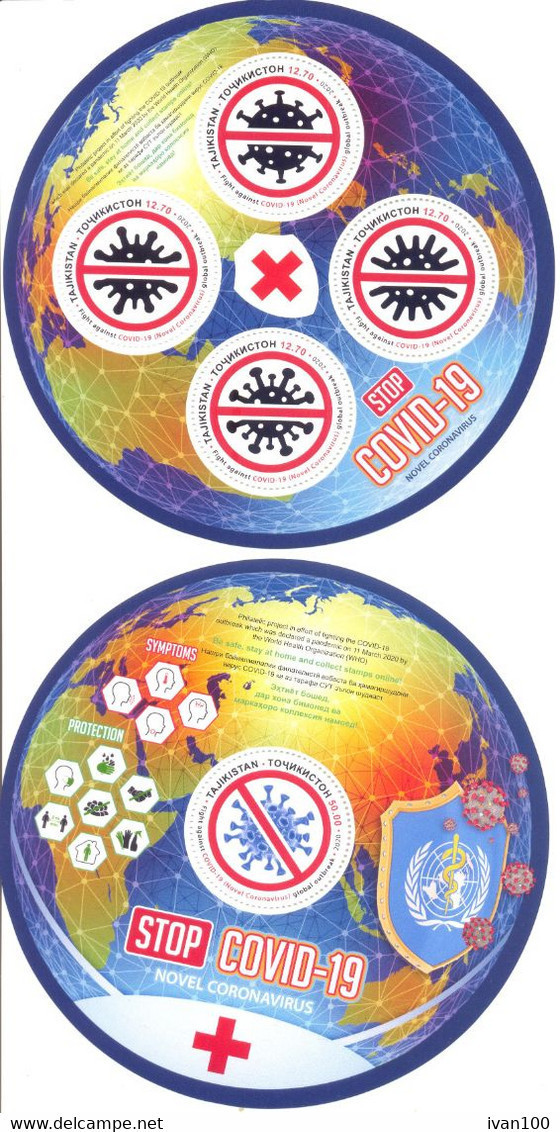 2020. Tajikistan, The Fight Against Viruse COVID-2019, 2 S/s, Mint/** - Tadschikistan