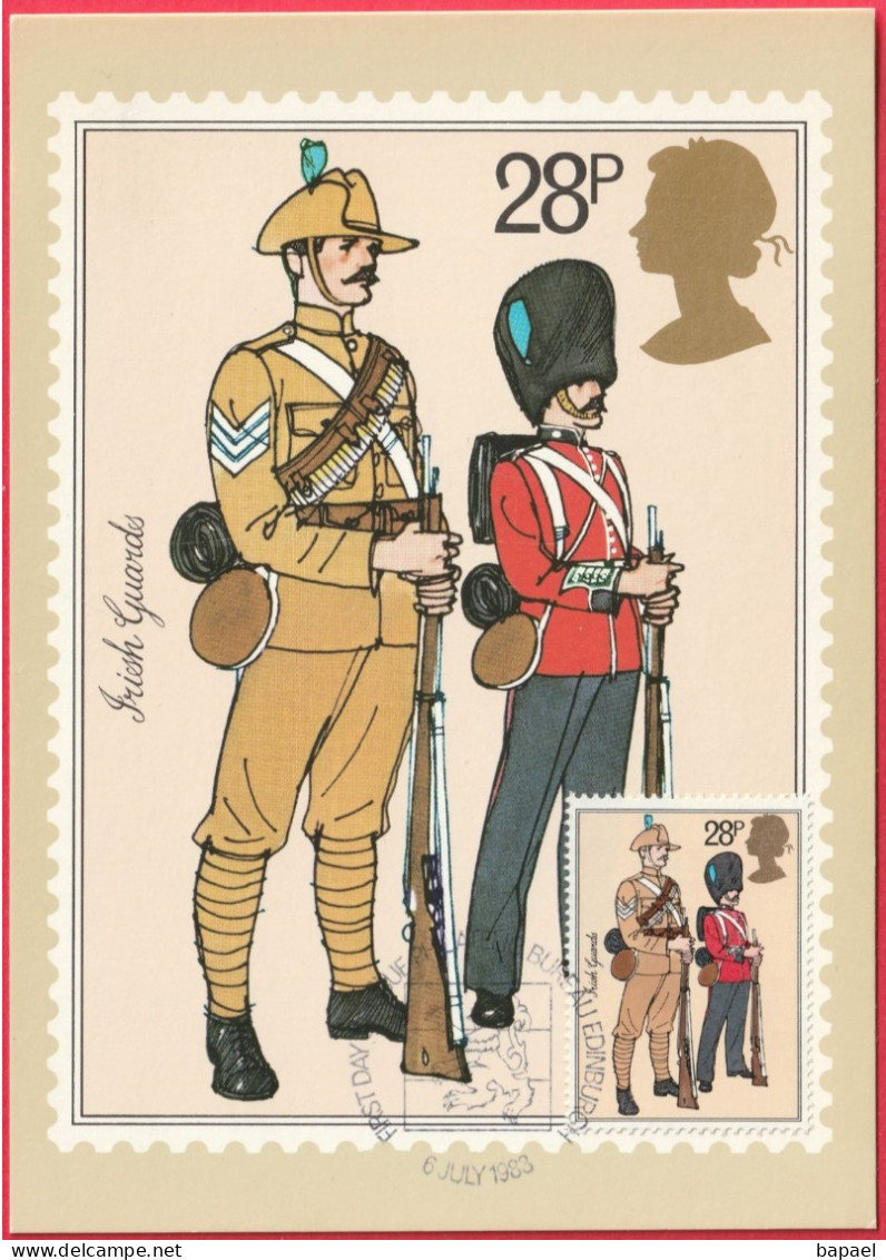 Carte Maximum (FDC) - Royaume-Uni (Écosse-Édimbourg) (6-7-1983) - Armée Britannique (Garde Irlandaise) (Recto-Verso) - Maximum Cards