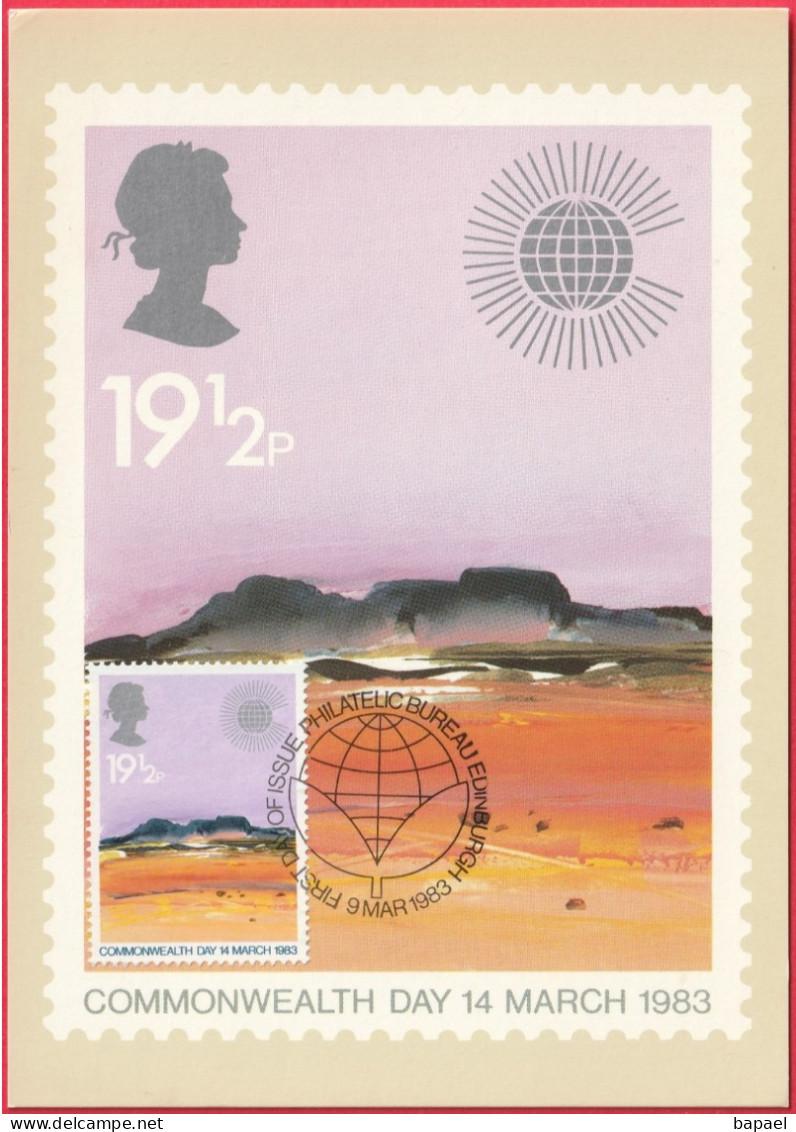 Carte Maximum (FDC) - Royaume-Uni (Écosse-Édimbourg) (9-3-1983) - Jour Du Commonwealth (1) (Recto-Verso) - Cartas Máxima