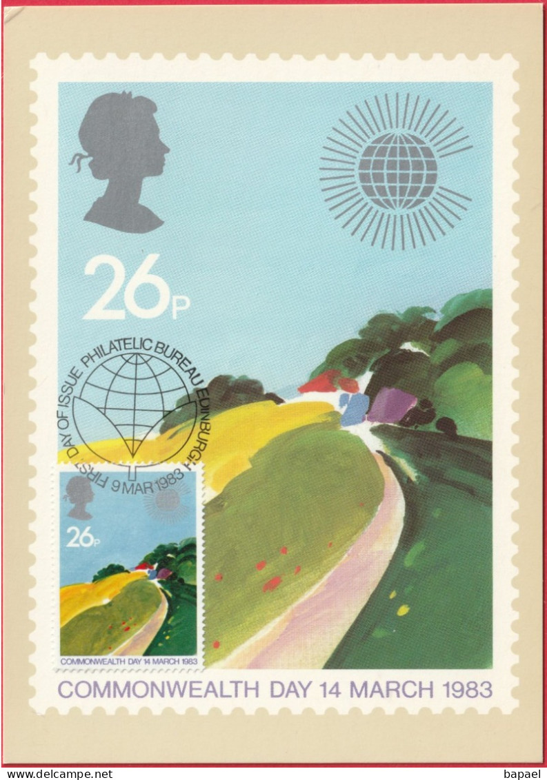 Carte Maximum (FDC) - Royaume-Uni (Écosse-Édimbourg) (9-3-1983) - Jour Du Commonwealth (2) (Recto-Verso) - Maximum Cards
