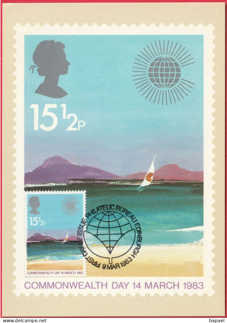 Carte Maximum (FDC) - Royaume-Uni (Écosse-Édimbourg) (9-3-1983) - Jour Du Commonwealth (4) (Recto-Verso) - Cartas Máxima