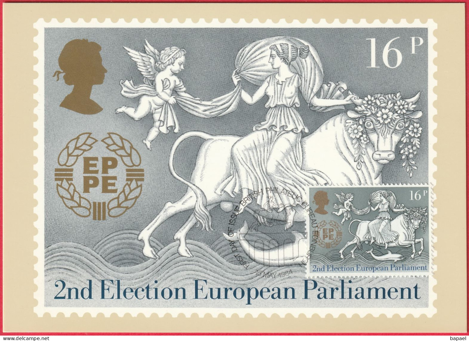 Carte Maximum (FDC) - Royaume-Uni (Écosse-Édimbourg) (15-5-1984) Europa (Élection Parlement Européen) (1) (Recto-Verso) - Cartas Máxima