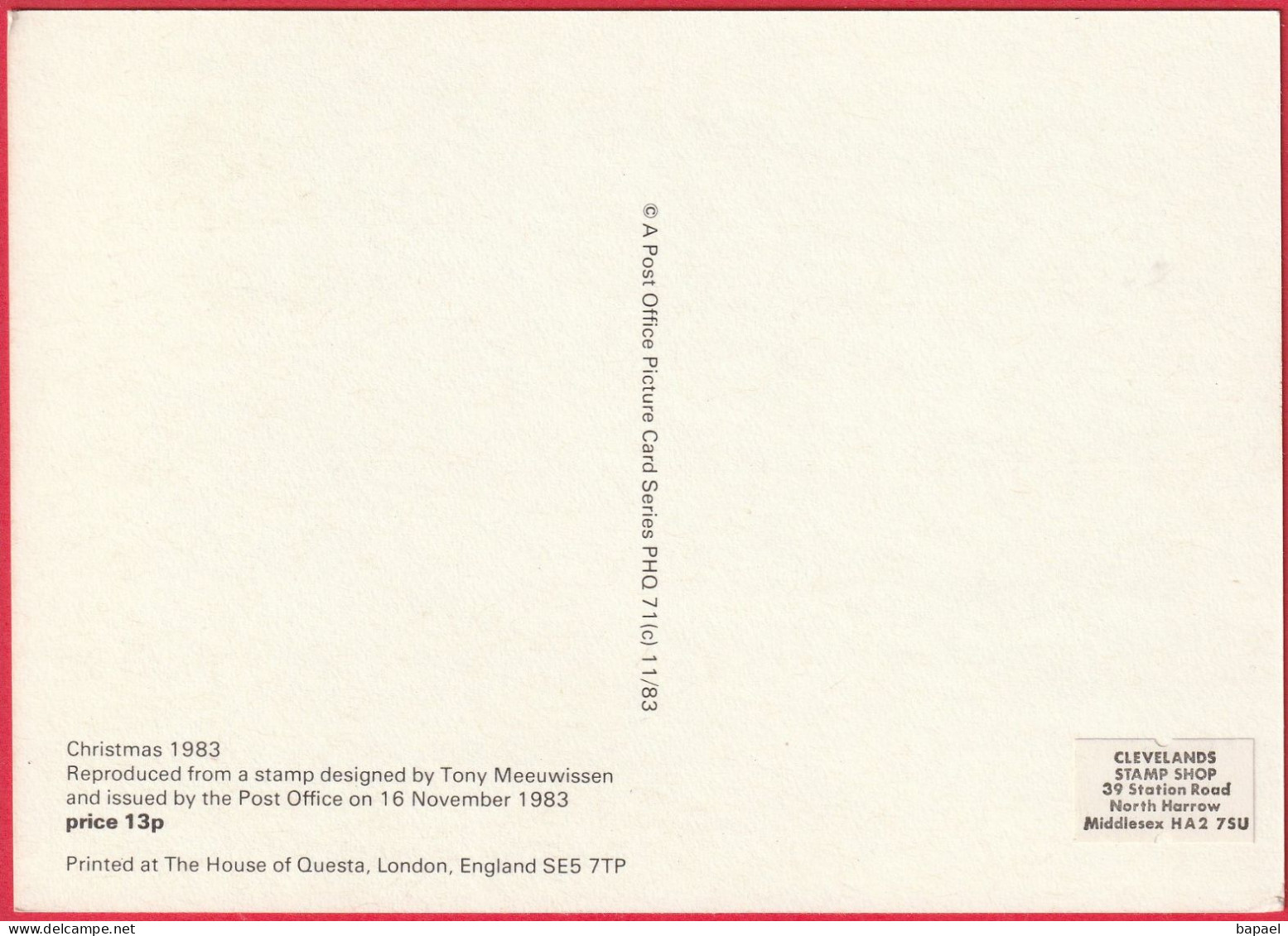 Carte Maximum (FDC) - Royaume-Uni (Écosse-Édimbourg) (16-11-1983) - Noël 1983 (2) (Recto-Verso) - Maximum Cards