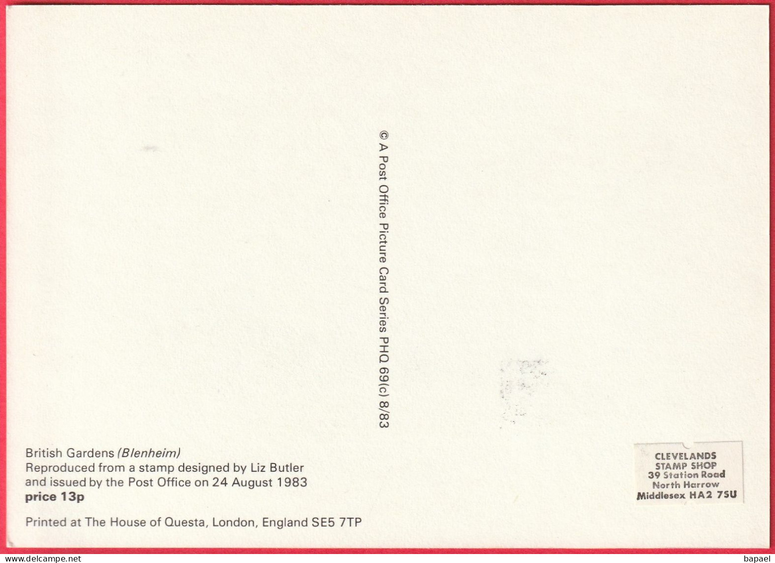 Carte Maximum (FDC) - Royaume-Uni (Écosse-Édimbourg) (24-8-1983) - Jardins Britanniques (Blenheim) (Recto-Verso) - Maximumkarten (MC)