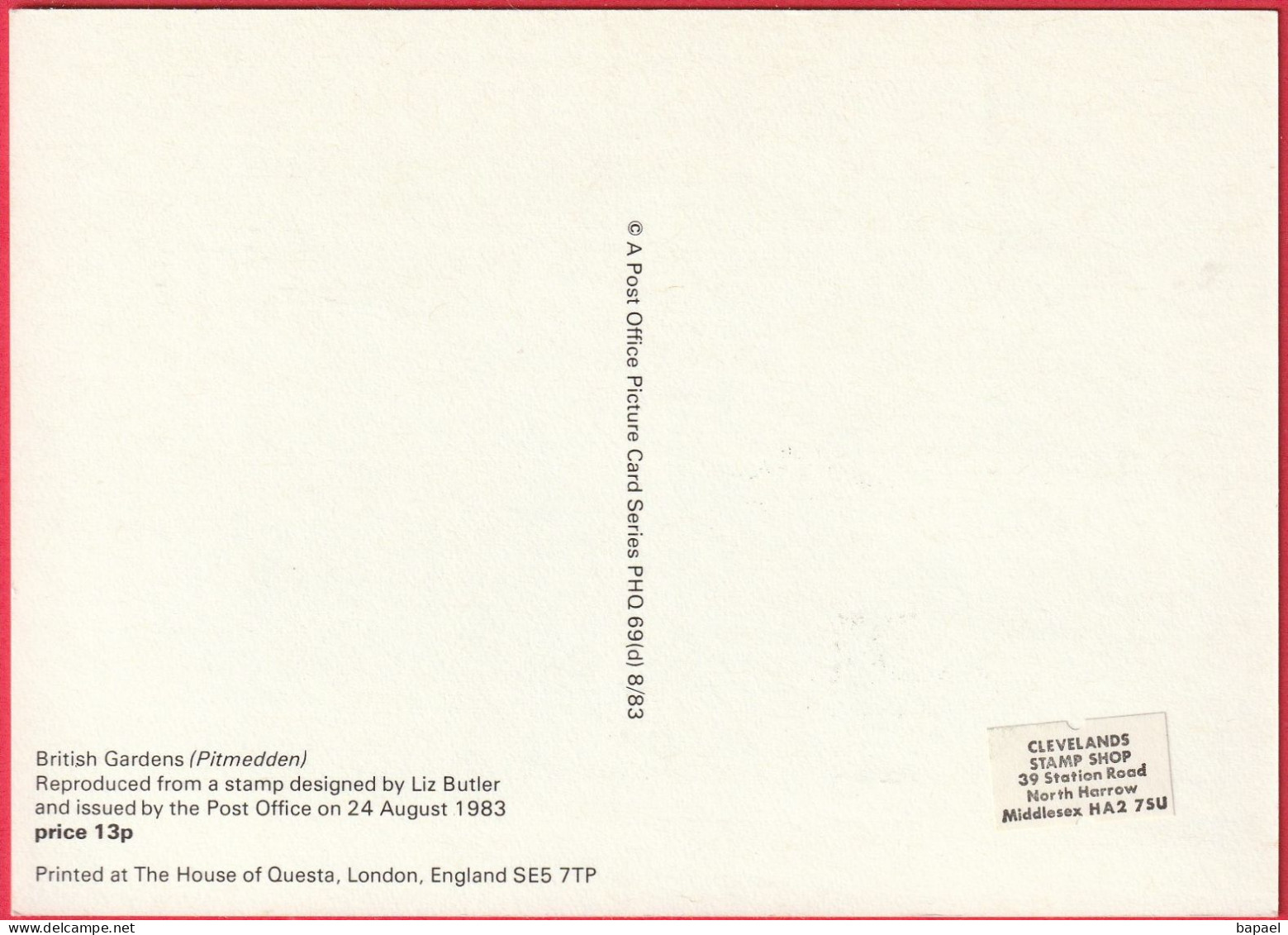 Carte Maximum (FDC) - Royaume-Uni (Écosse-Édimbourg) (24-8-1983) - Jardins Britanniques (Pitmedden) (Recto-Verso) - Maximum Cards