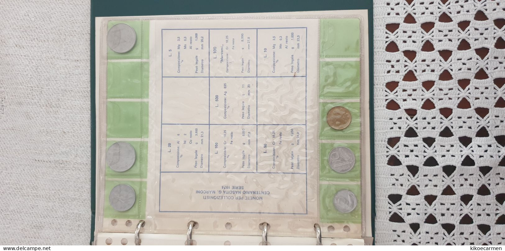 1974 £ 5, 10, 20, 50, 100, 100 Commemorativa Italia Monete Con Foglio D'album Omaggio - Altri & Non Classificati